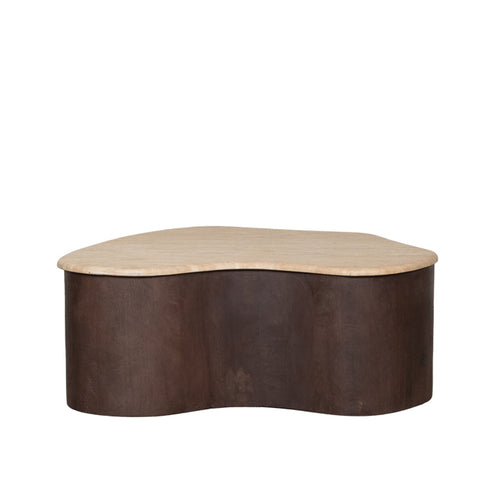 Salontafel Davi - Espresso - Travertin - 80cm