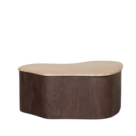 Salontafel Davi - Espresso - Travertin - 80cm