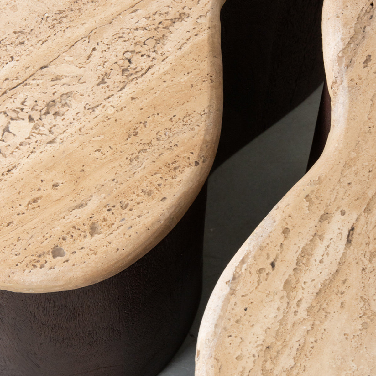 Salontafel Davi - Espresso - Travertin - 80cm