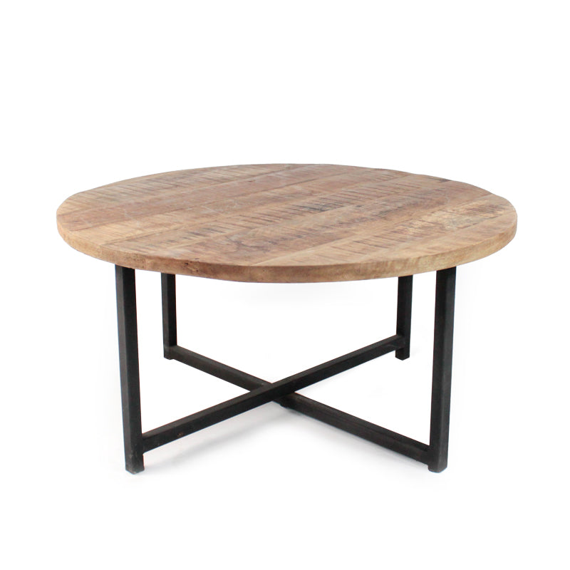 Salontafel Dex - Rough - Mangohout - Rond - 80 cm