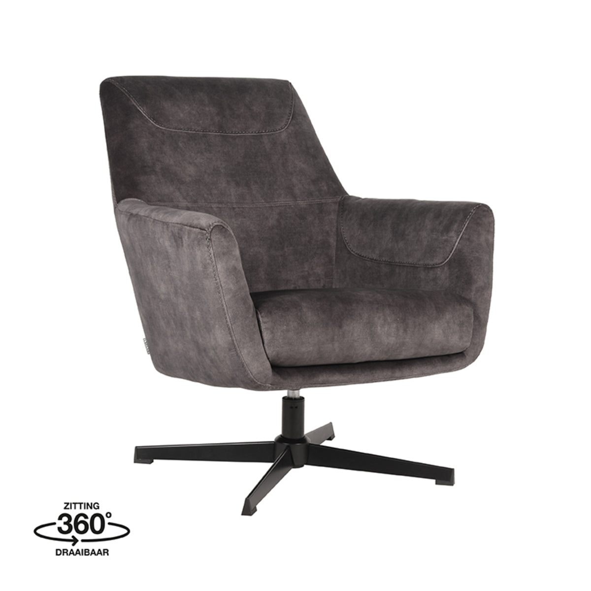 Fauteuil Toby - Antraciet - Velours