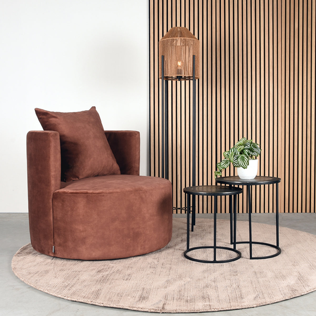 Fauteuil Evy - Rust - Velours - 90 cm