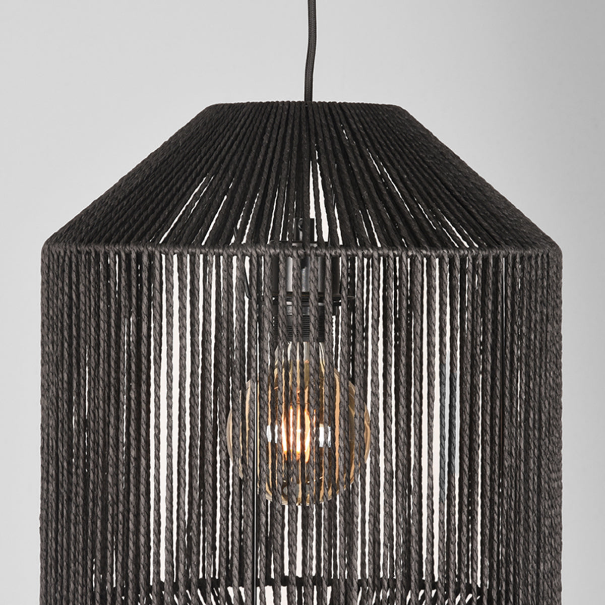 Hanglamp Ibiza - Zwart - Jute - 1-Lichts Cilinder