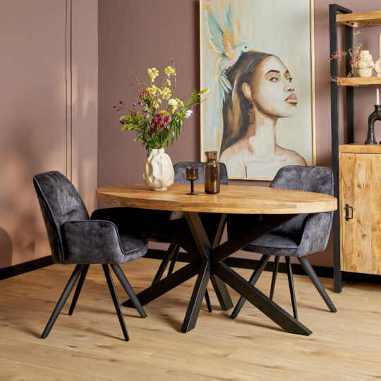 Ovale Eettafel Mangohout 160cm