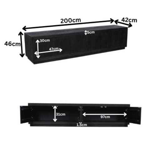 Tv meubel Brussel Black | 200 cm