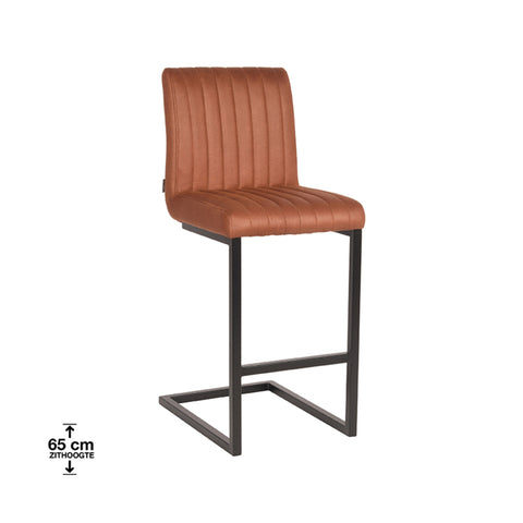 Barkruk Milo - Cognac - Microfiber - Zithoogte 65