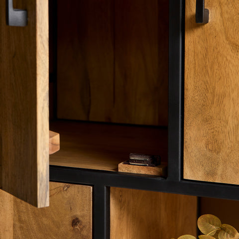 Vakkenkast Denver | Mangohout en staal | 90 cm