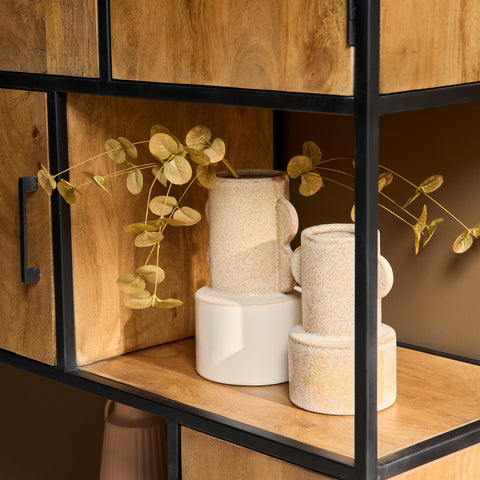 Vakkenkast Denver | Mangohout en staal | 90 cm