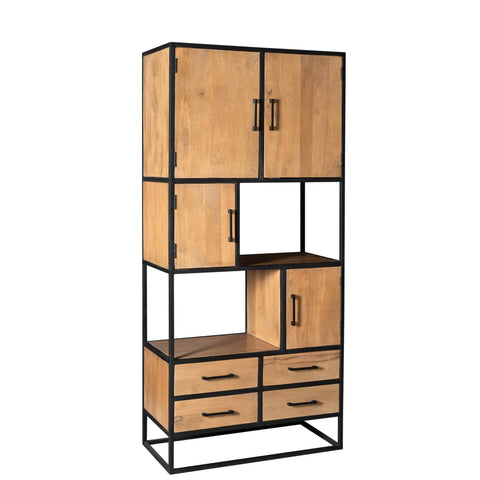 Vakkenkast Denver | Mangohout en staal | 90 cm