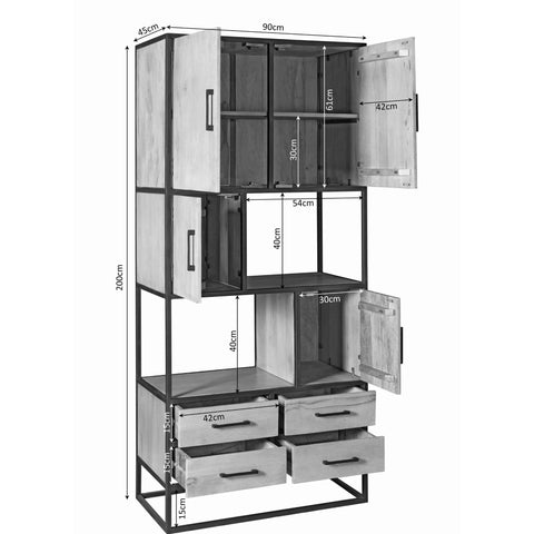 Vakkenkast Denver | Mangohout en staal | 90 cm