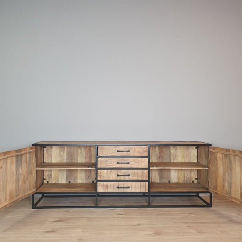 Dressoir Denver | Mangohout en staal | 210 cm