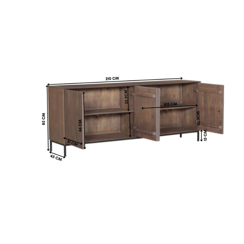 Dressoir Madison Walnoot  | 210 cm