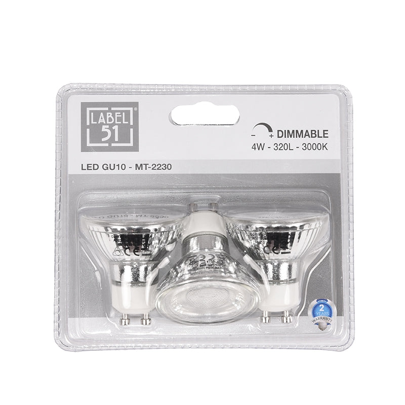 Lichtbron GU10 3 Stuks - Glas