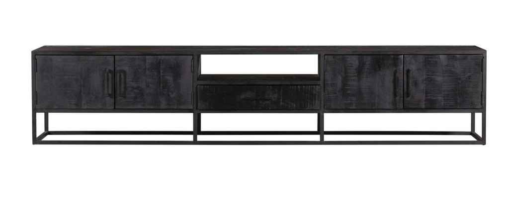 Tv meubel Denver Black 240 cm | Mangohout en staal